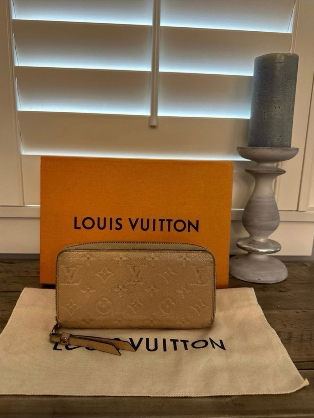Louis Vuitton Beige Empriente Leather Monogram Zippy Long Wallet